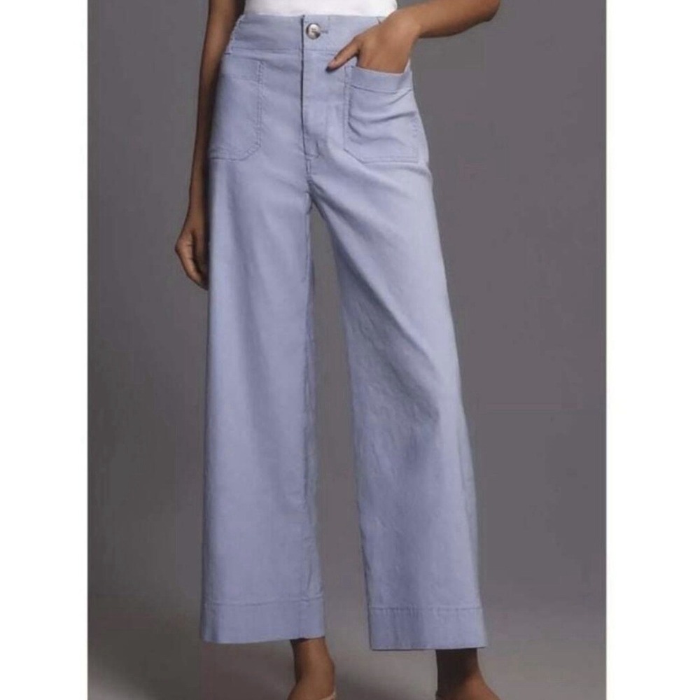 Maeve The Colette Cropped Wide-Leg Pants in Light Purple Sz 27